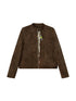 Colorblock Biker Jacket With Stitched PU Suede Detail
