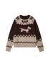 DIDDI MODA Fair Isle Ski Dog Colorblock Knit Sweater