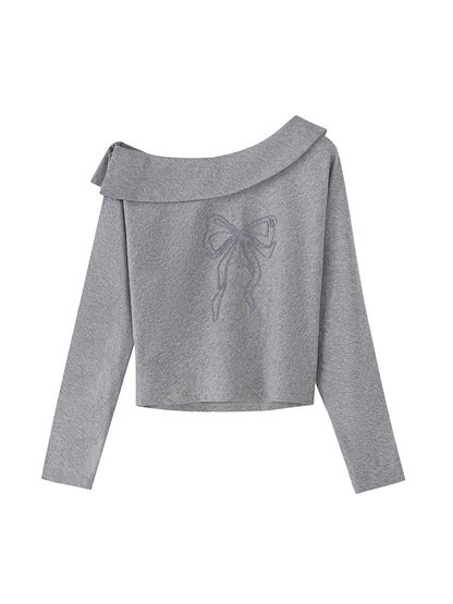 DIDDI MODA Butterfly Knot Off Shoulder Hoodie Split Hem Sport Skirt Set