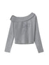 Butterfly Knot Off Shoulder Hoodie Split Hem Sport Skirt Set