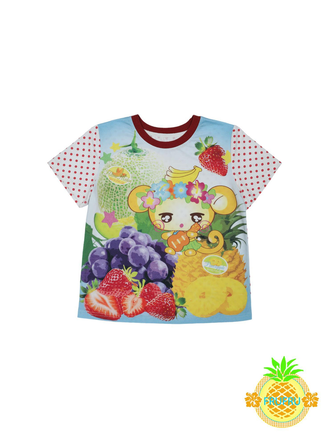 Frufru Gulu Hawaiian Dream Cute Cartoon Monkey Print Short Sleeve T Shirt