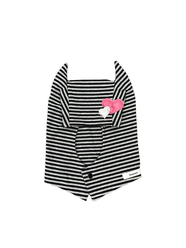 Sweet Punk Striped Knit Beanie With Metal Snaps For Fall Winter Hats