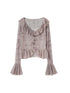 DIDDI MODA Sweet Edge Graffiti Mesh Cardigan