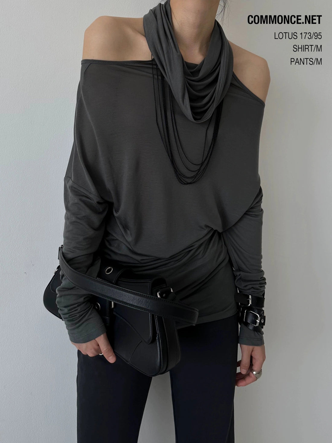 Off Shoulder High Neck Sheer Top With Layered Collar