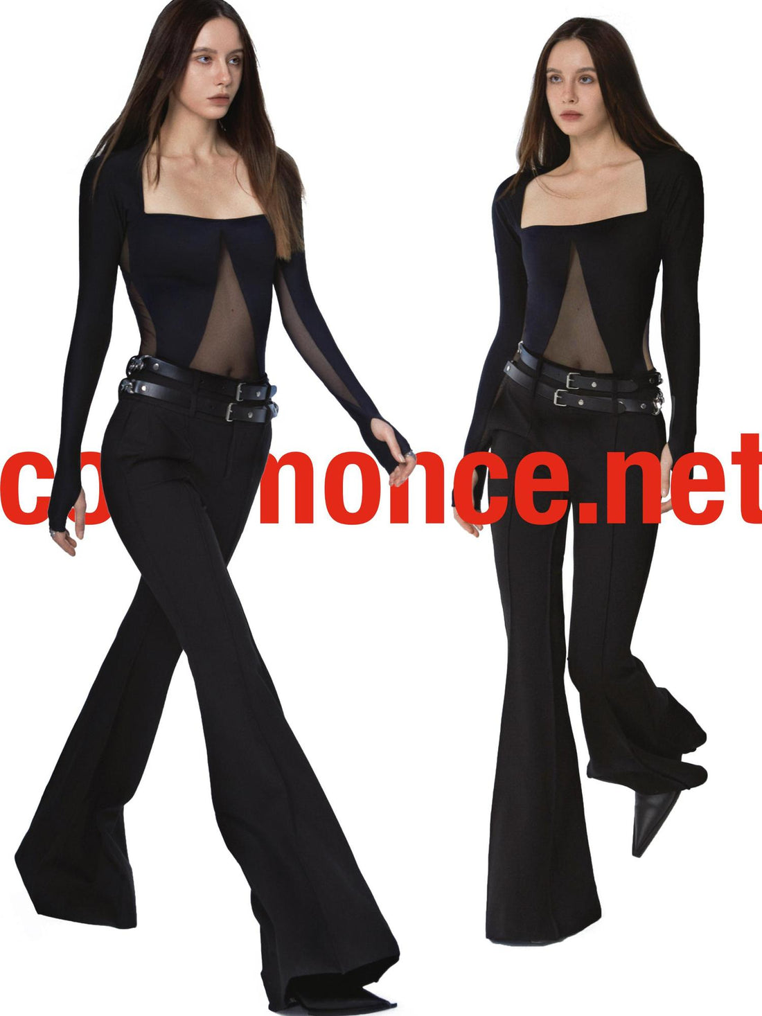 commonce.net Chain Trimmed Leather Belt