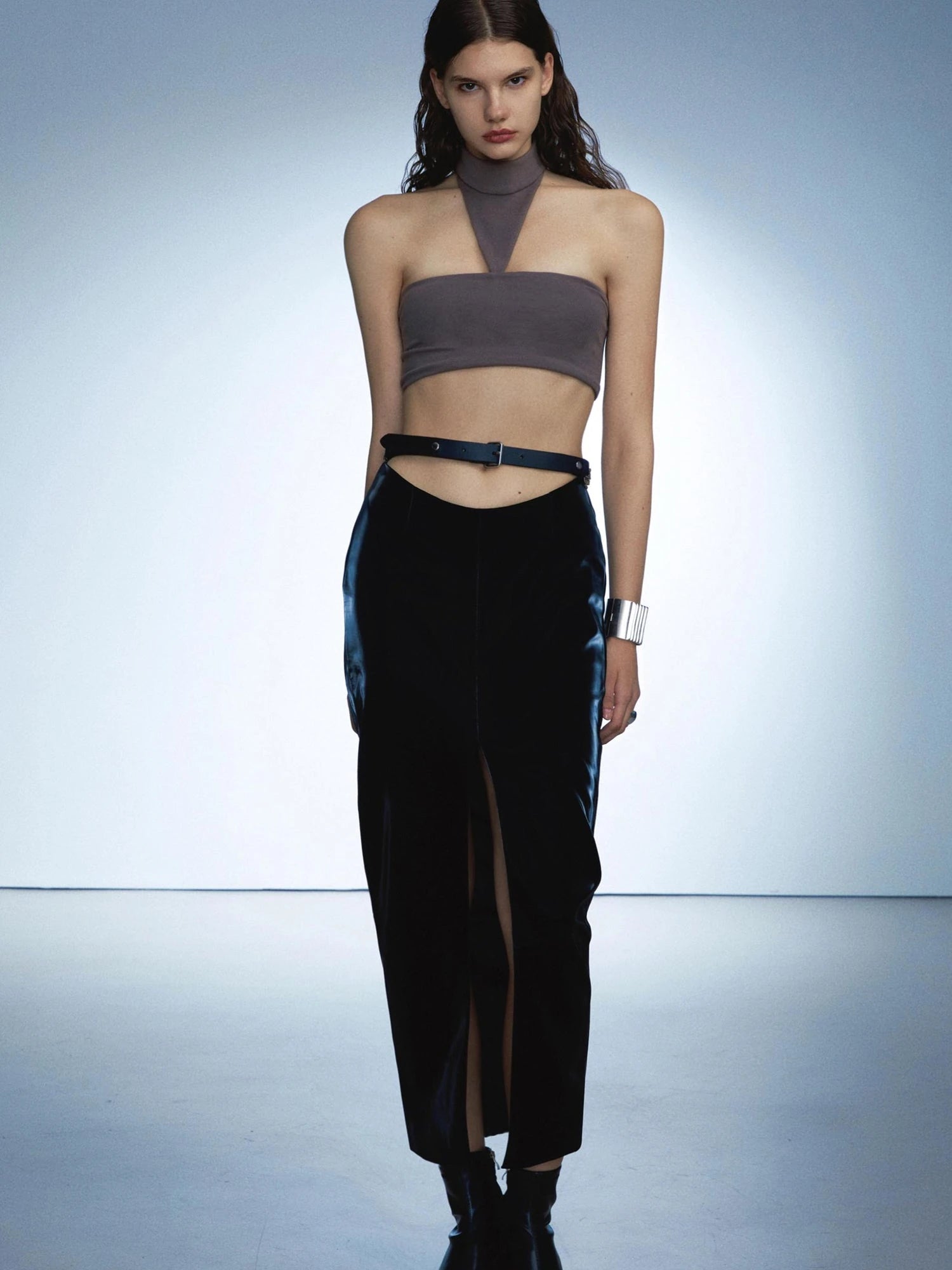 Chain Trimmed Leather Belt