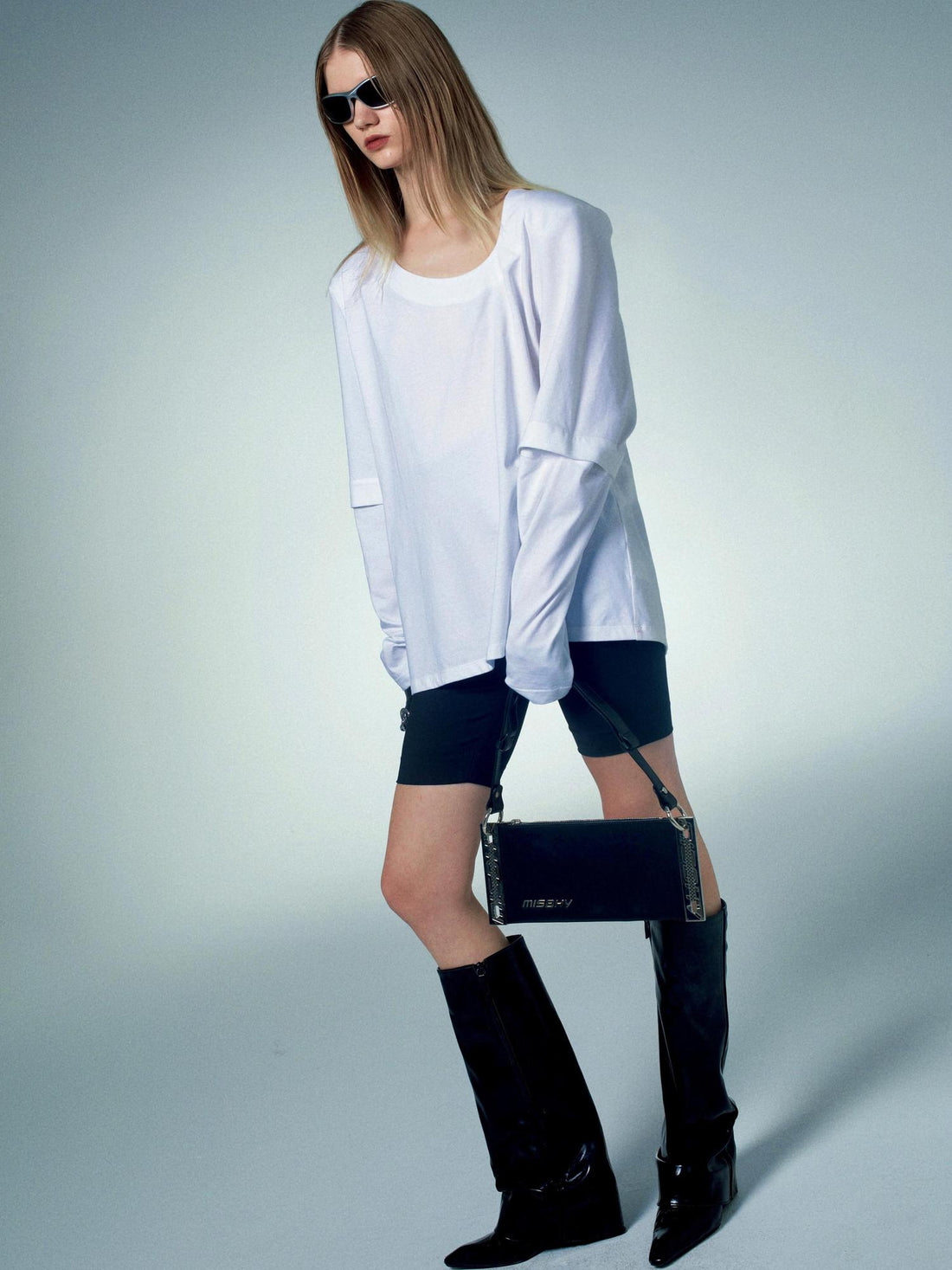 commonce.net Detachable Asymmetrical Wide Collar T-shirt