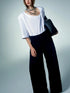 Detachable Asymmetrical Wide Collar T-shirt