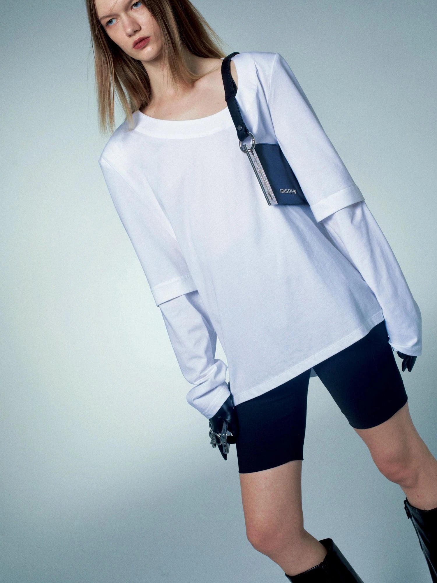 Detachable Asymmetrical Wide Collar T-shirt