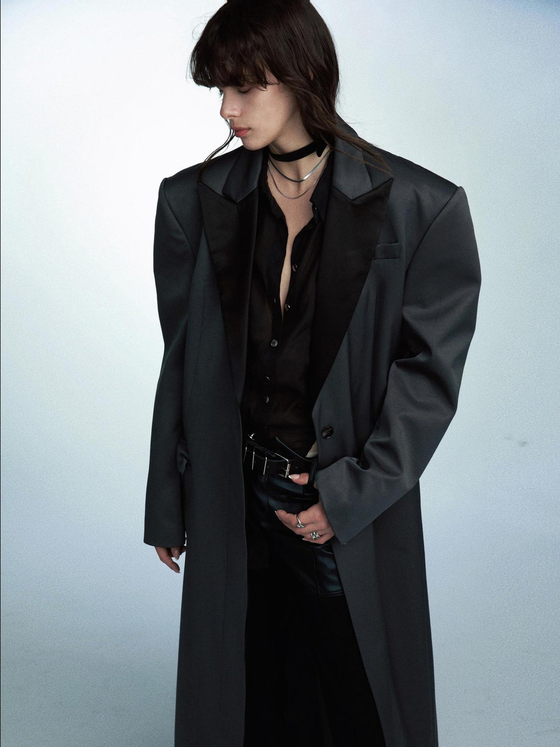 commonce.net Detachable Quilted Oversized Long Blazer