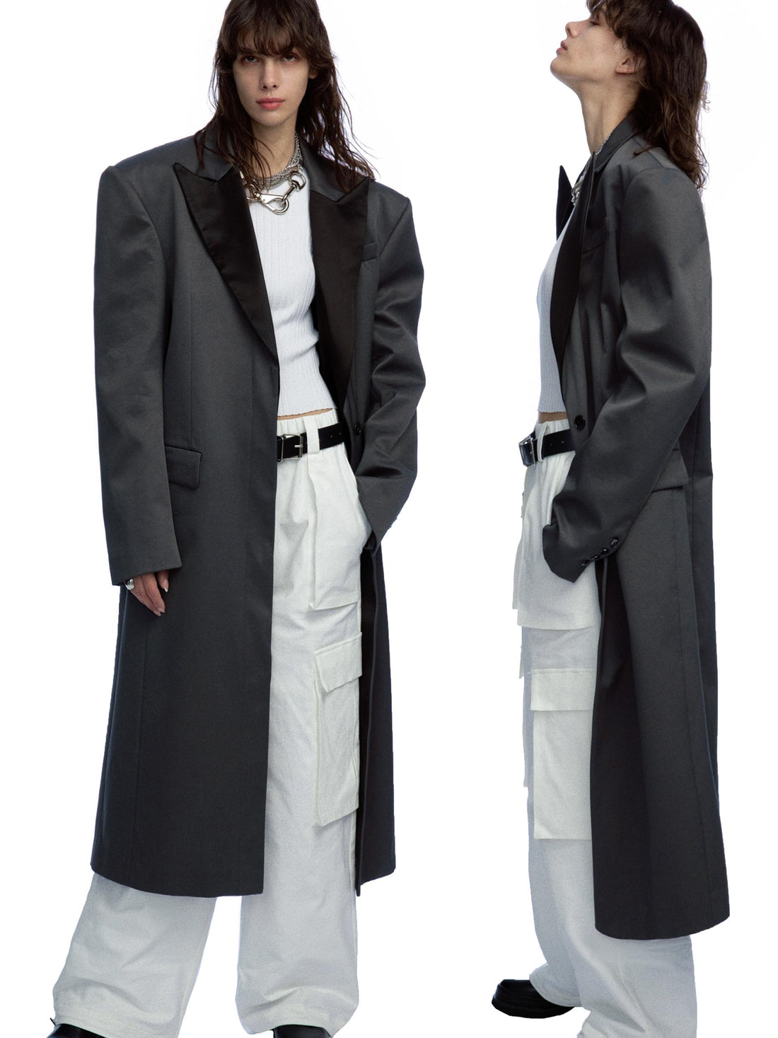 commonce.net Detachable Quilted Oversized Long Blazer