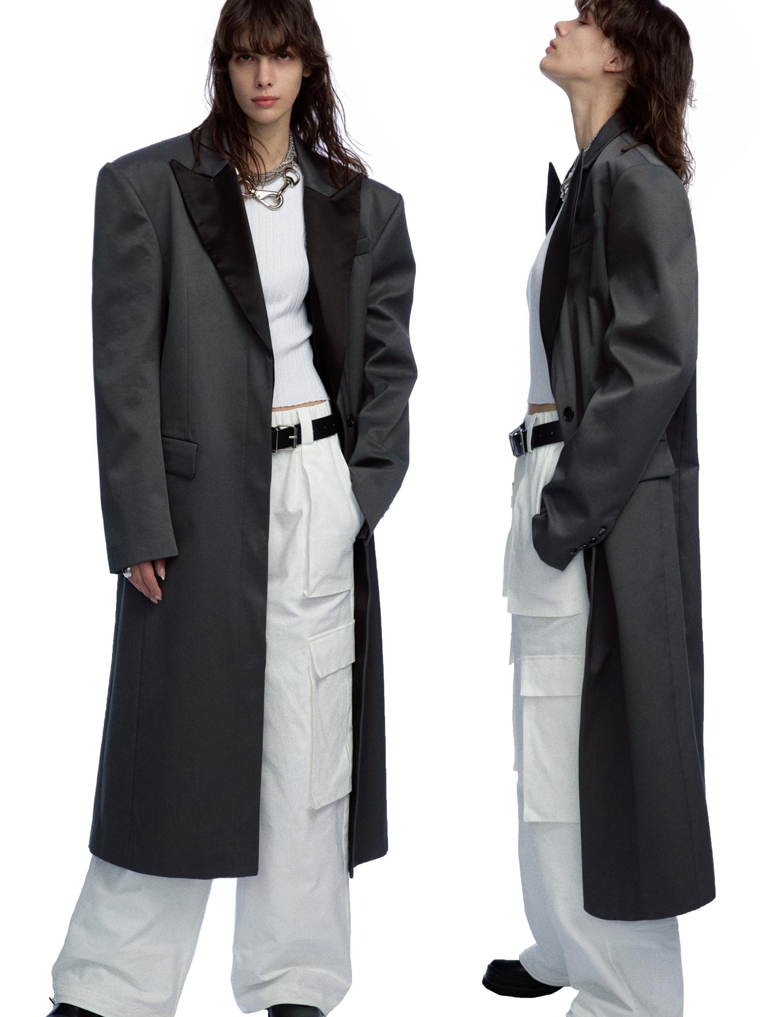 commonce.net Detachable Quilted Oversized Long Blazer