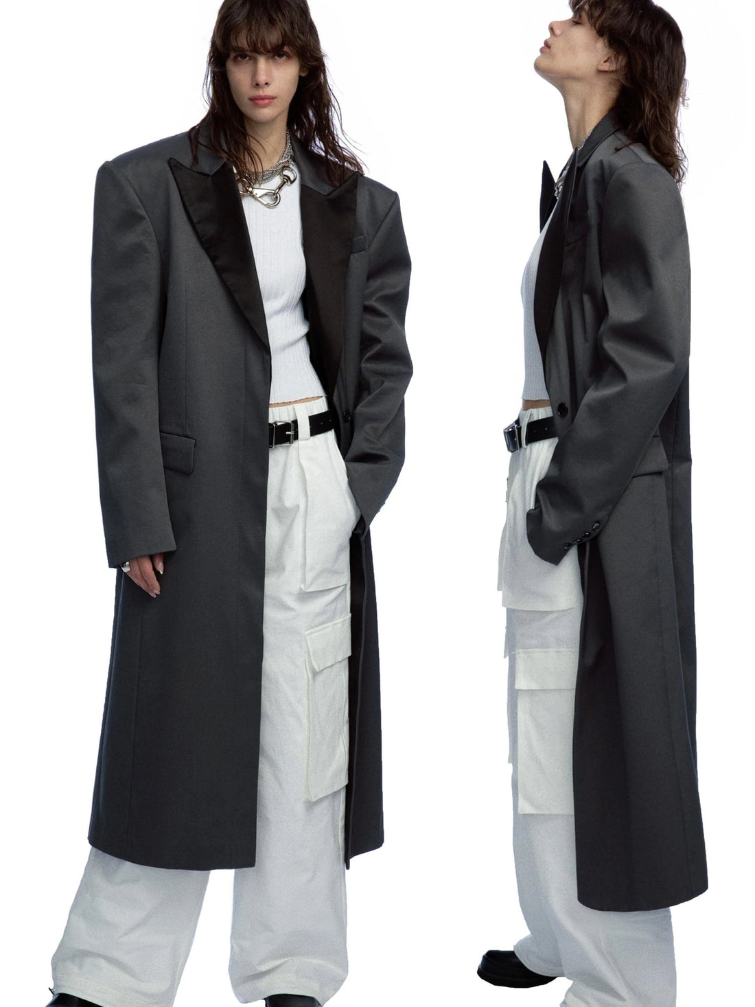Detachable Quilted Oversized Long Blazer