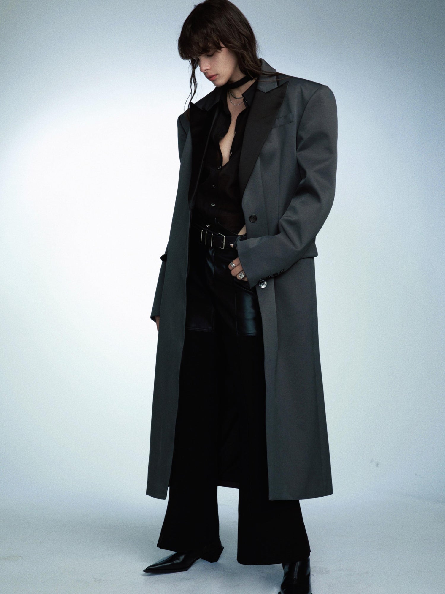 commonce.net Detachable Quilted Oversized Long Blazer