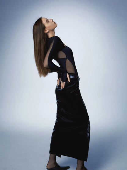 commonce.net Mesh Cutout Bodysuit Long Sleeve