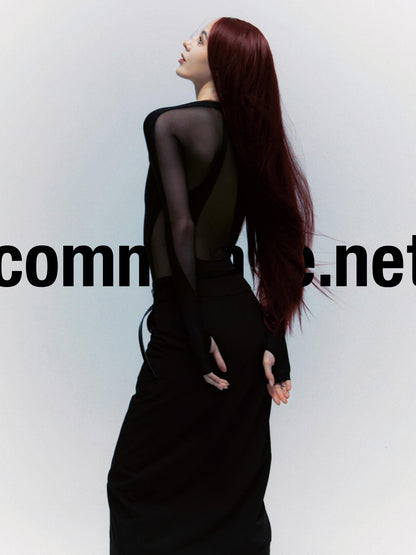 commonce.net Mesh Cutout Bodysuit Long Sleeve