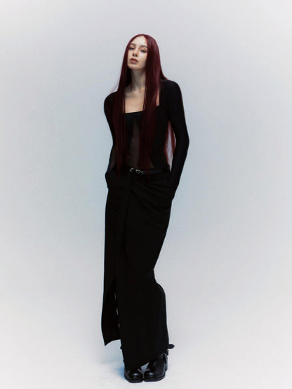 commonce.net Mesh Cutout Bodysuit Long Sleeve