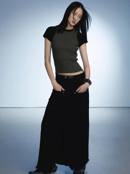 Ribbed Knit Tank In Olive Green