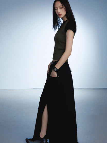 Ribbed Knit Tank In Olive Green