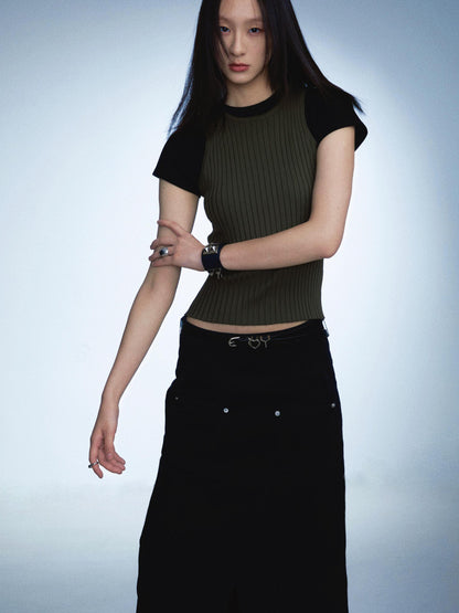commonce.net Ribbed Knit Tank In Olive Green