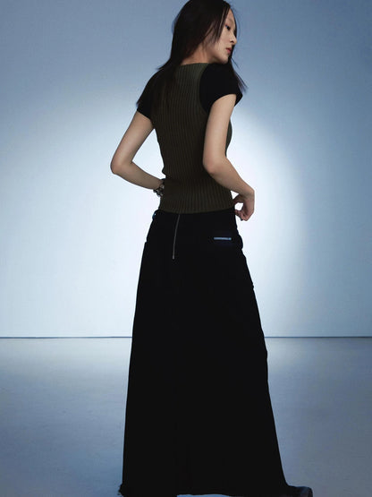 Ribbed Knit Tank In Olive Green