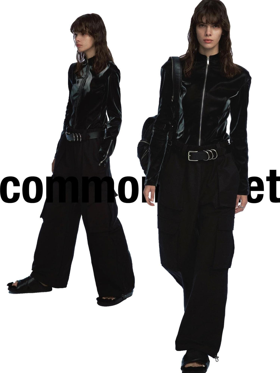 commonce.net Wide Leg Drawstring Cargo Pants With Adjustable Hem