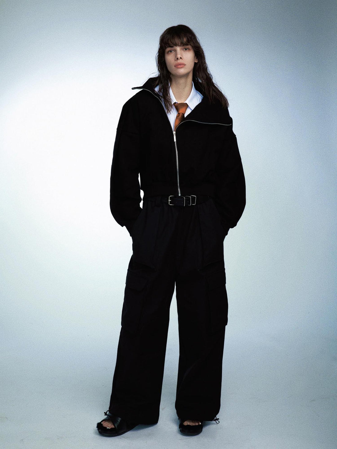 commonce.net Wide Leg Drawstring Cargo Pants With Adjustable Hem