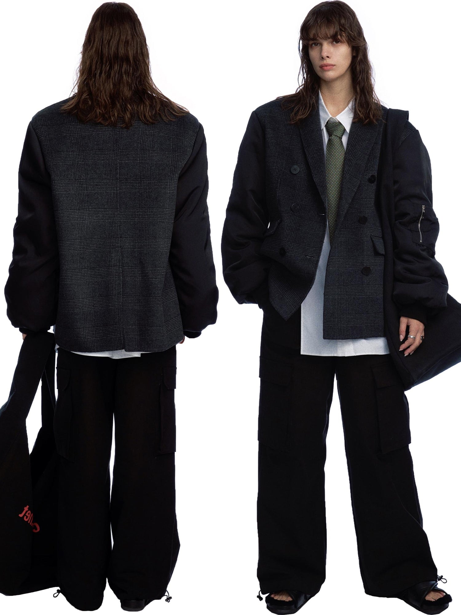 commonce.net Wide Leg Drawstring Cargo Pants With Adjustable Hem