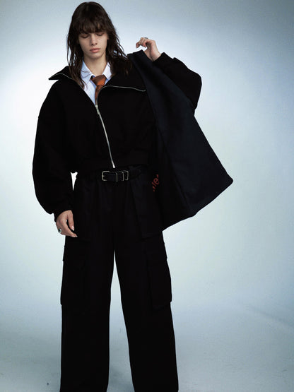 commonce.net Wide Leg Drawstring Cargo Pants With Adjustable Hem