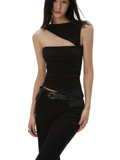 commonce net Acetate Paneled Low Waist Straight Pants