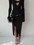commonce_net_Asymmetric_Cutout_Pleated_High_Slit_Women&