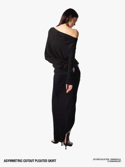 commonce net Asymmetric Cutout Pleated High Slit Women&