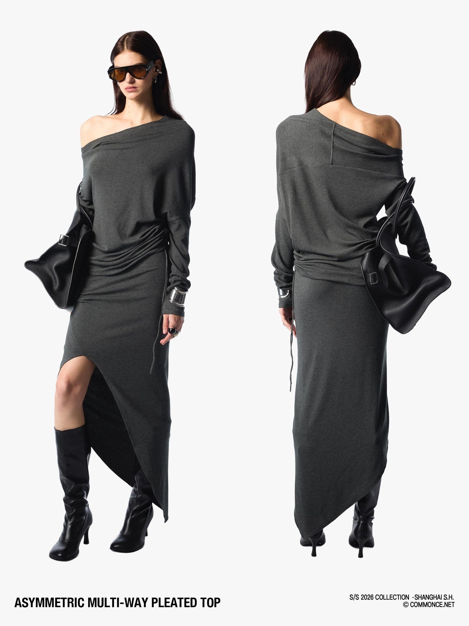 commonce net Asymmetric Ruched Drawstring Women&
