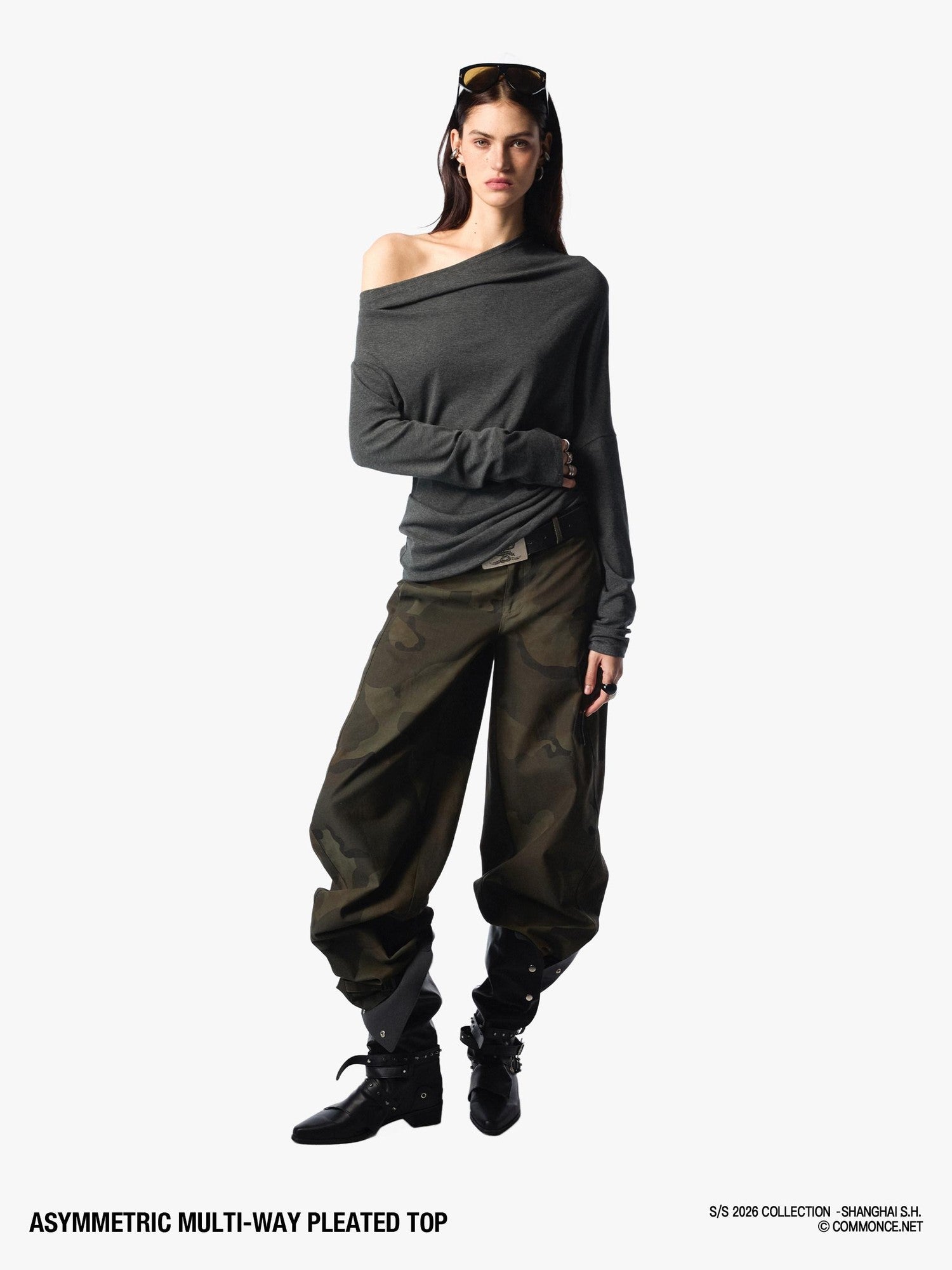 commonce net Asymmetric Ruched Drawstring Women&