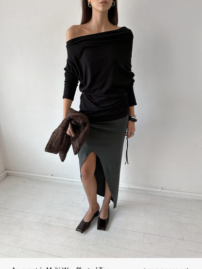 commonce net Asymmetric Ruched Drawstring Women&