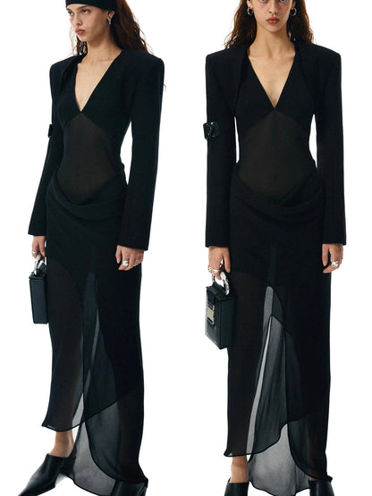 Asymmetrical Draped Halter Backless Maxi Dress