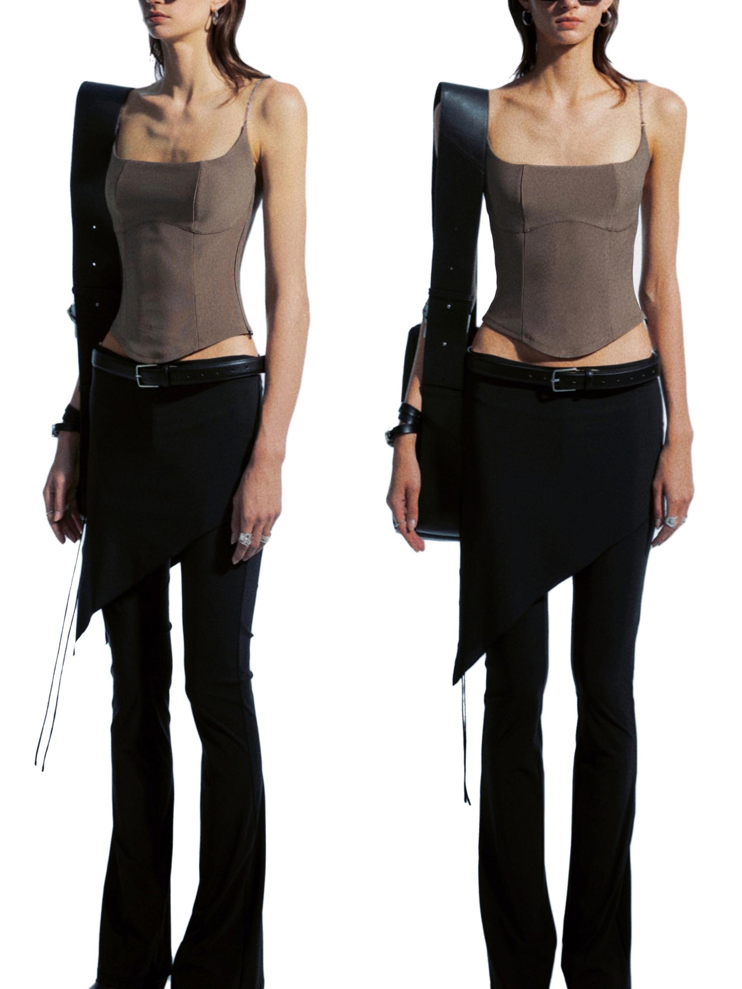 commonce net Asymmetrical Drawstring Split Hem Skirt Pants