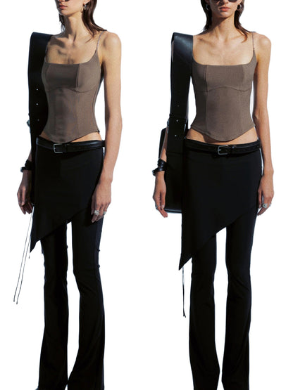 commonce net Asymmetrical Drawstring Split Hem Skirt Pants