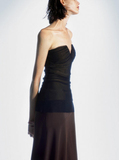 commonce net Asymmetrical Hem Reversible Midi Skirt