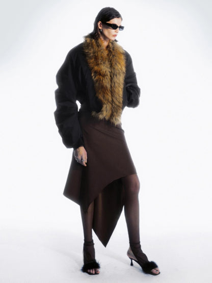 Asymmetrical Hem Reversible Midi Skirt