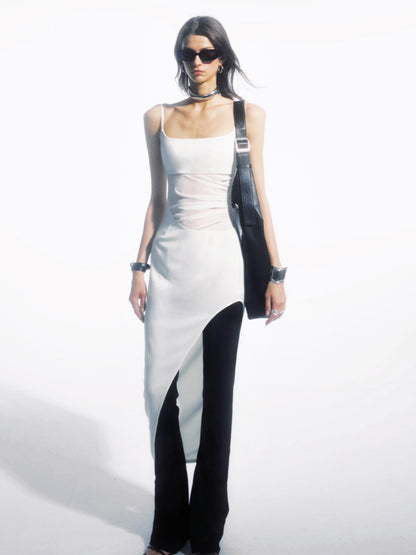 commonce net Asymmetrical Ruching Textured Chiffon Dress
