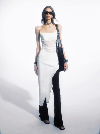 commonce net Asymmetrical Ruching Textured Chiffon Dress
