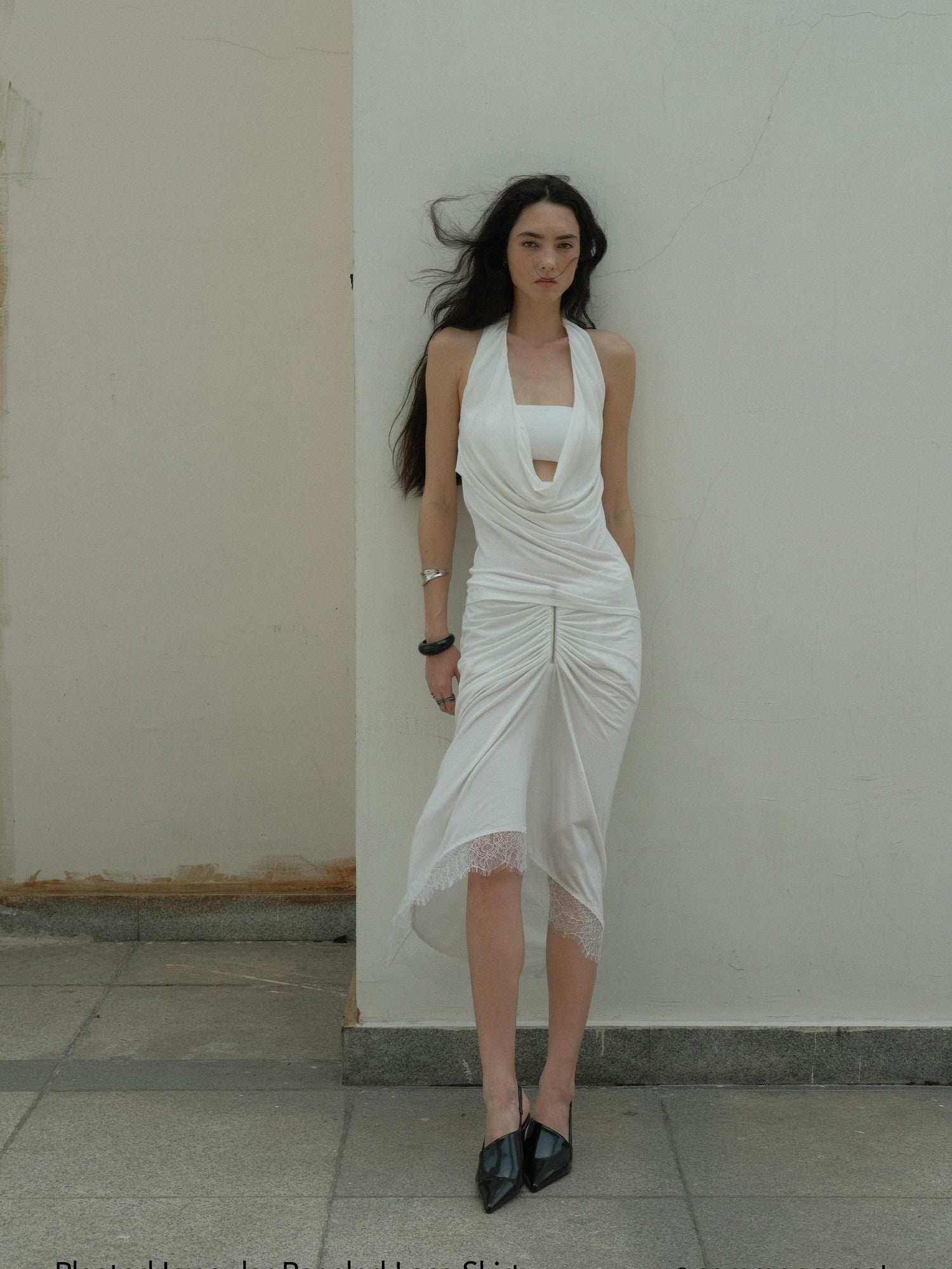 commonce net Asymmetrical V Waist Ruched Paneled Women&