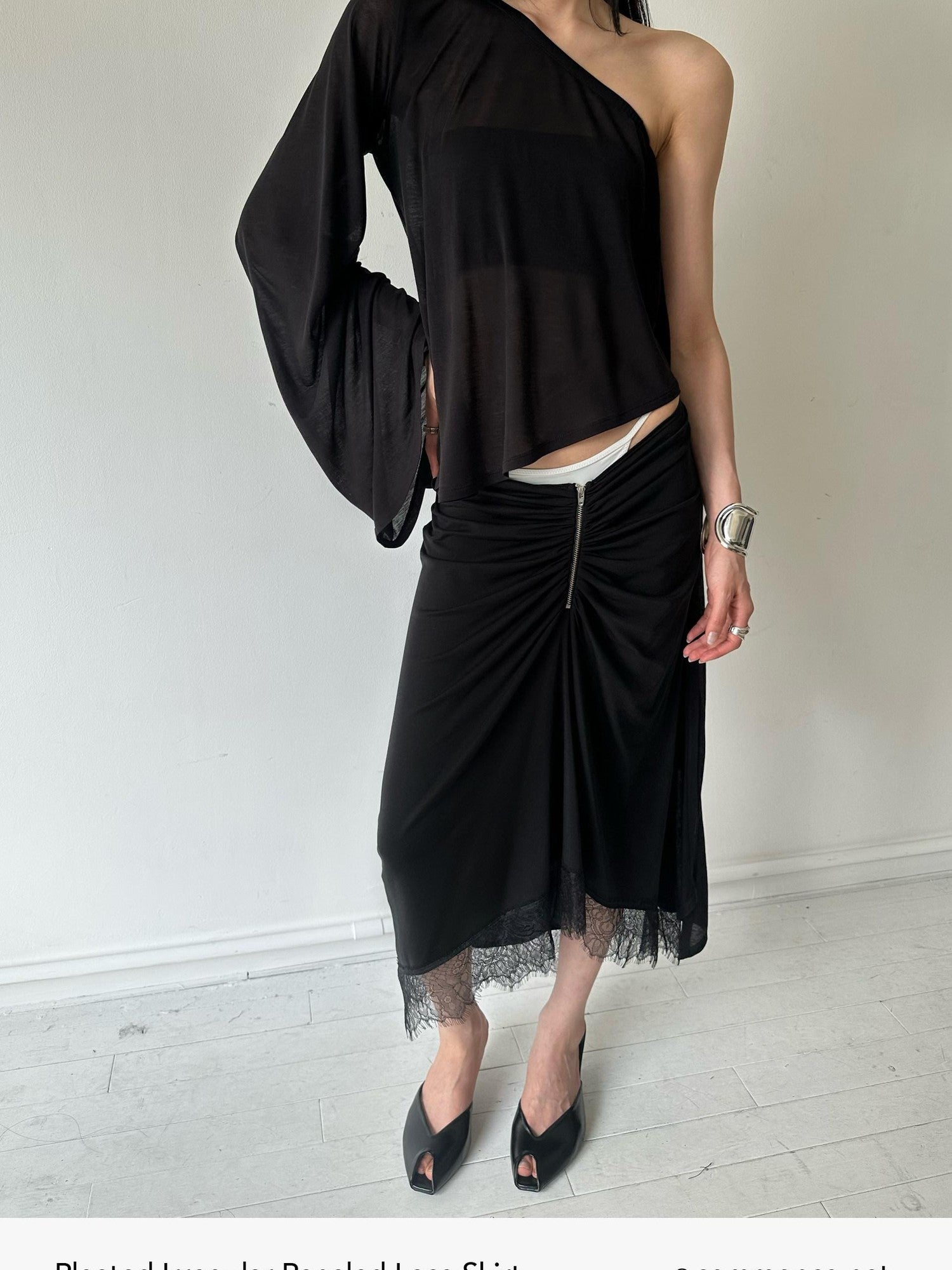 commonce net Asymmetrical V Waist Ruched Paneled Women&