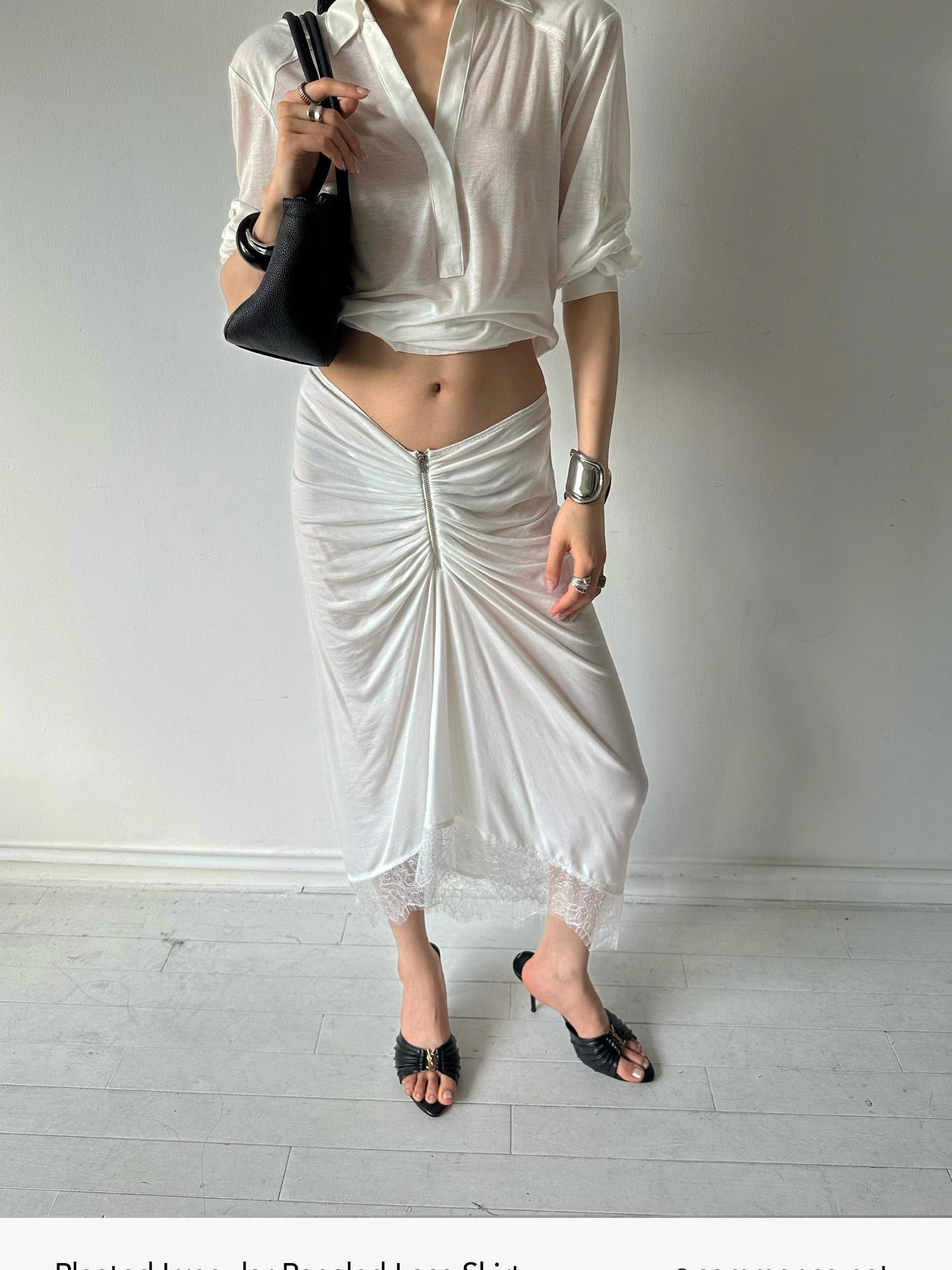 commonce net Asymmetrical V Waist Ruched Paneled Women&