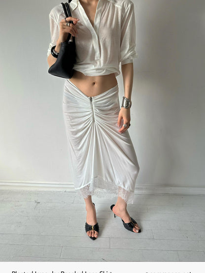 commonce net Asymmetrical V Waist Ruched Paneled Women&