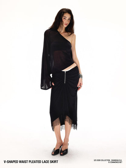 commonce net Asymmetrical V Waist Ruched Paneled Women&
