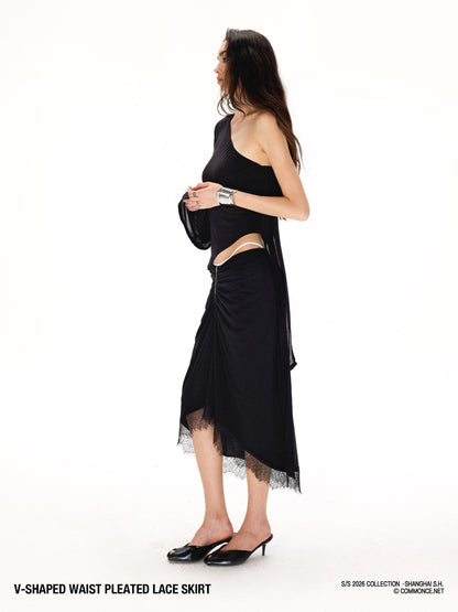 commonce net Asymmetrical V Waist Ruched Paneled Women&