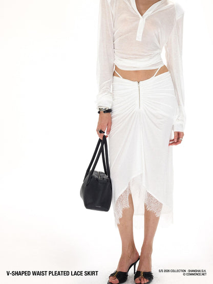 commonce net Asymmetrical V Waist Ruched Paneled Women&