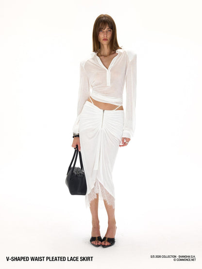 commonce net Asymmetrical V Waist Ruched Paneled Women&